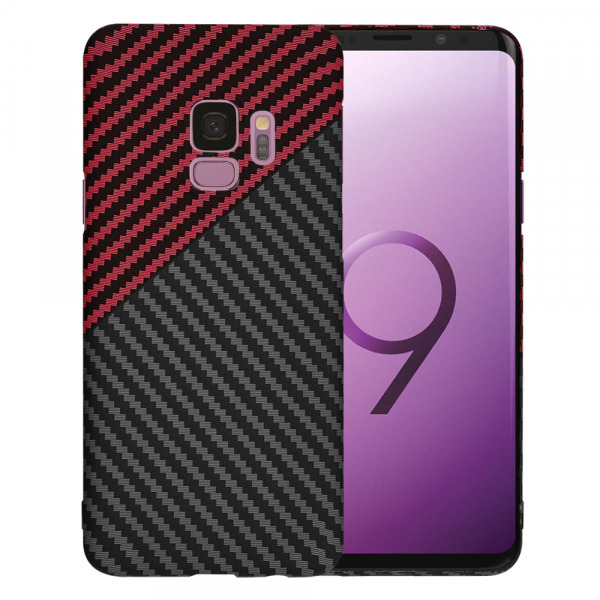 Husa pentru Samsung Galaxy S9 G960, Techsuit, Carbonite FiberShell, Neagra Rosie
