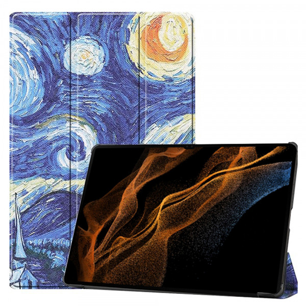 Husa pentru Samsung Galaxy Tab S10 Ultra / Tab S9 Ultra / Tab S8 Ultra, Techsuit, FoldPro Starry Night, Multicolor