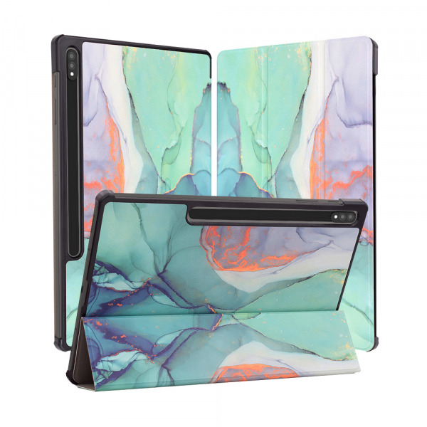 Husa pentru Samsung Galaxy Tab S8+ / Tab S7 FE / Tab S7+, Techsuit, FoldPro Green Time, Multicolor
