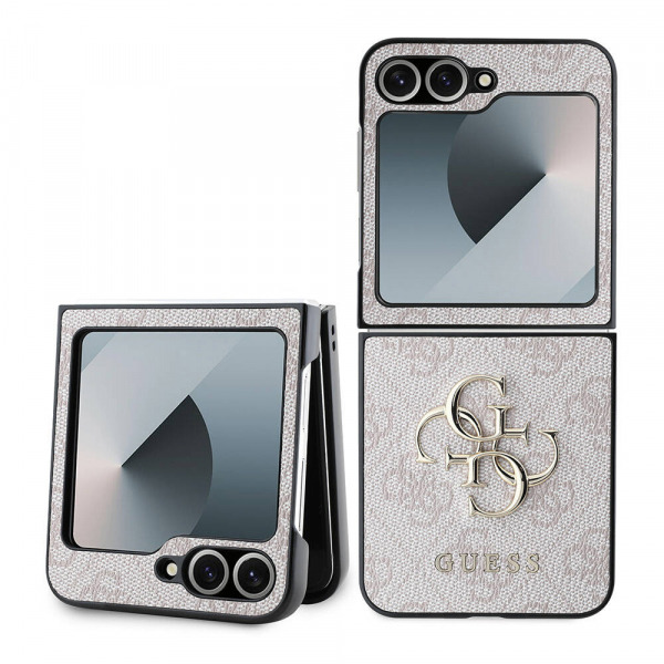 Husa pentru Samsung Galaxy Z Flip7 FE F761 / Z Flip6 F741, Guess, 4G Metal Logo, Roz
