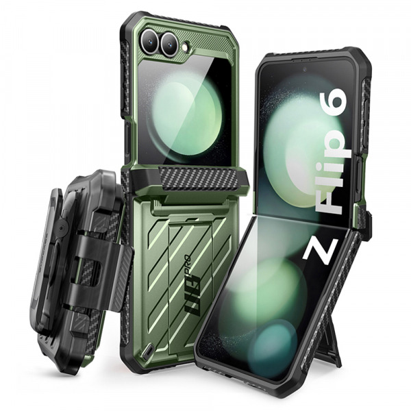 Husa pentru Samsung Galaxy Z Flip7 FE F761 / Z Flip6 F741, Supcase, Unicorn Beetle Pro, Verde