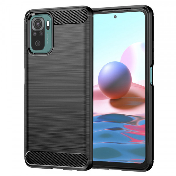 Husa pentru Xiaomi Poco M5s / Redmi Note 10S / Note 10, Techsuit, Carbon, Neagra