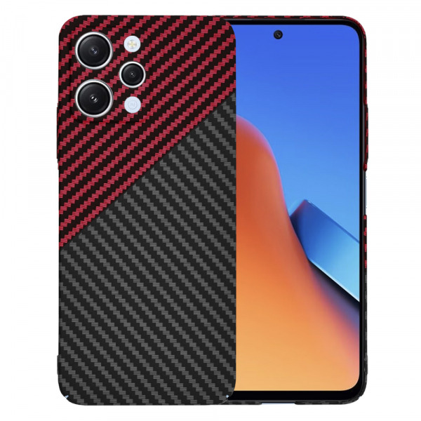 Husa pentru Xiaomi Redmi 12 5G / 12, Techsuit, Carbonite FiberShell, Neagra Rosie
