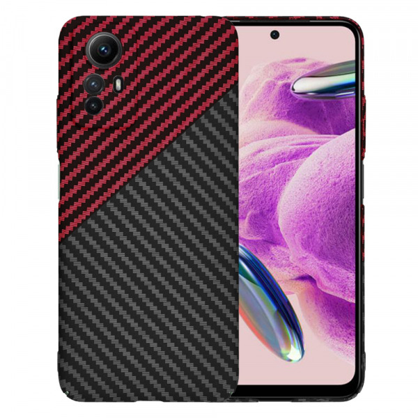 Husa pentru Xiaomi Redmi Note 12S, Techsuit, Carbonite FiberShell, Neagra Rosie