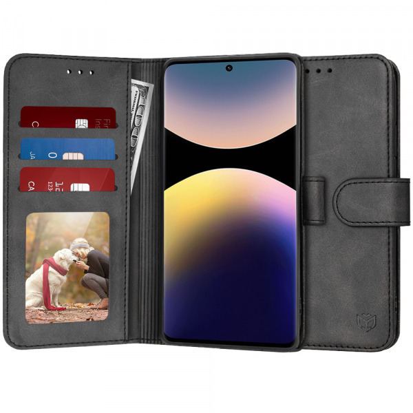 Husa pentru Xiaomi Redmi Note 14 Pro+ 5G, Techsuit, Diary Book, Neagra