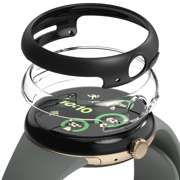 Husa Ringke Slim pentru Google Pixel Watch 3 45mm, Set 2 bucati, Neagra Mata