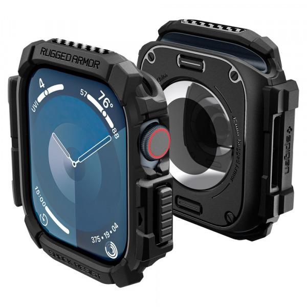Husa Spigen Rugged Armor pentru Apple Watch Series 10 / 11 42mm, Neagra ACS08585