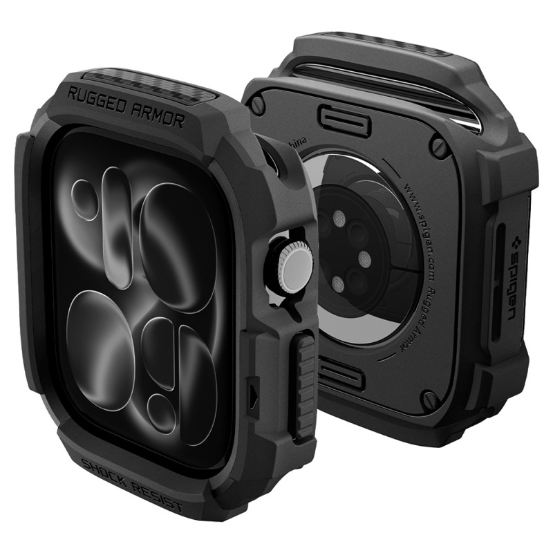 Husa Spigen Rugged Armor pentru Apple Watch Series 12 46mm, Neagra Mata ACS11886