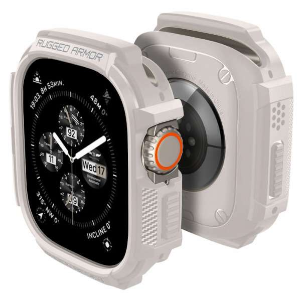 Husa Spigen Rugged Armor pentru Apple Watch Ultra Series, Bej ACS07381
