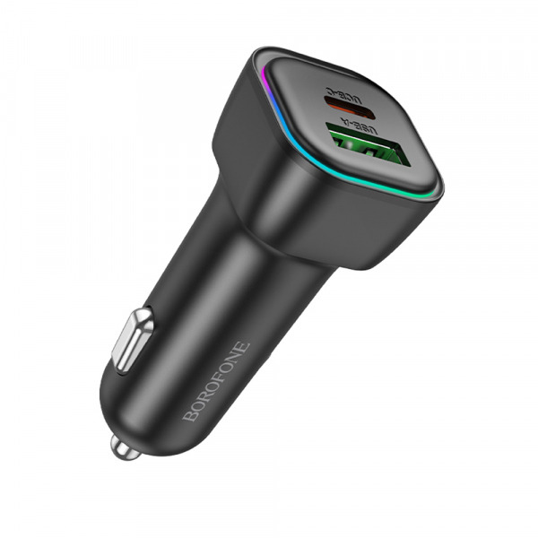 Incarcator Auto Borofone BZ28A Trophie, 30W, 3A, 1 x USB-A - 1 x USB-C, Negru