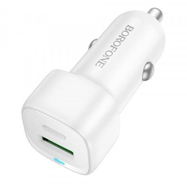 Incarcator Auto Borofone BZ34B Cloud, 20W, 3A, 1 x USB-A - 1 x USB-C, Alb