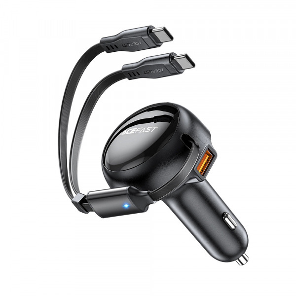 Incarcator Auto Cu Cablu USB-C Acefast B13, 53W, 3A, 1 x USB-A, Negru