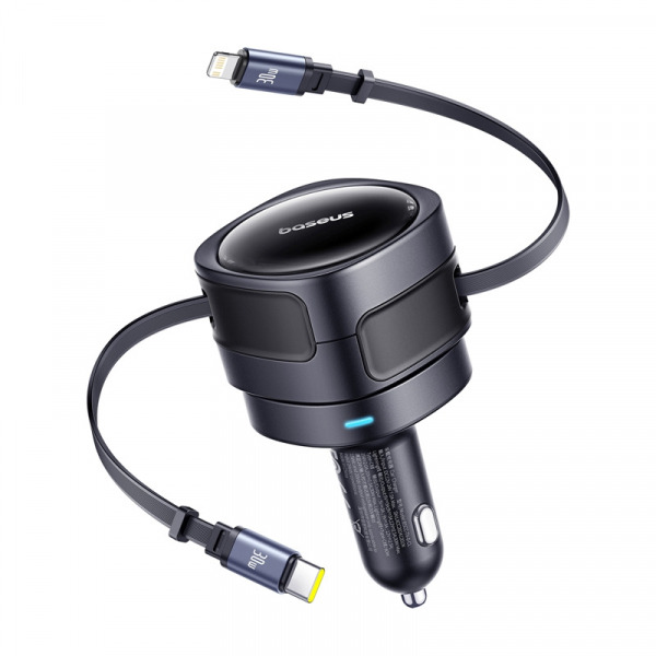 Incarcator Auto Cu Cablu USB-C / Lightning Baseus Enjoyment Max, 60W, 3A, Negru C00035507121-00