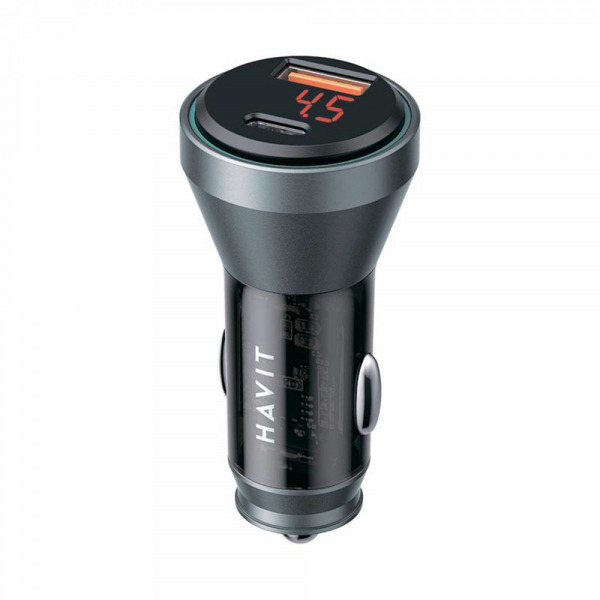 Incarcator Auto HAVIT CC2017, 45W, 3A, 1 x USB-A - 1 x USB-C, Negru Albastru
