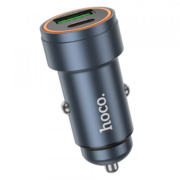 Incarcator Auto HOCO Z57A, 30W, 3A, 1 x USB-A - 1 x USB-C, Gri