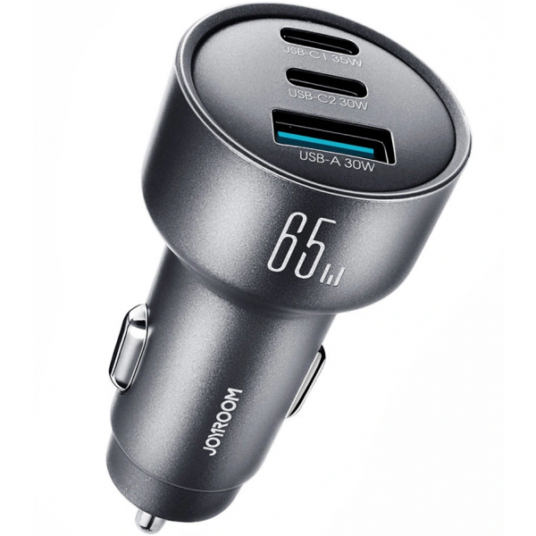 Incarcator Auto Joyroom JR-CCN19, 65W, 1 x USB-A - 2 x USB-C, Gri