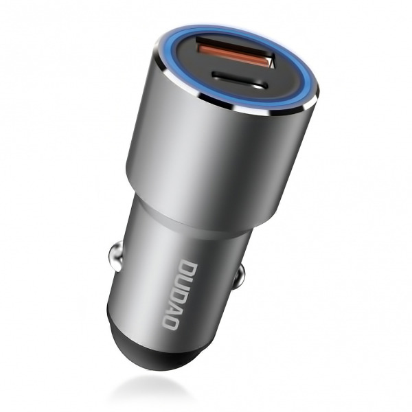 Incarcator Auto USB Dudao R4PQ, 1 X USB - 1 X USB Tip-C, 22.5 W, Quick Charge - Power Delivery, Gri