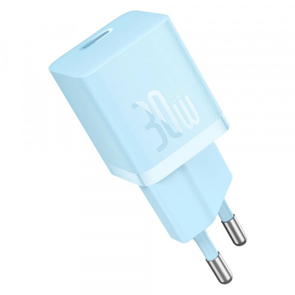 Incarcator Retea Baseus GaN Mini 1C, 30W, 3A, 1 x USB-C, Albastru CCGN070603
