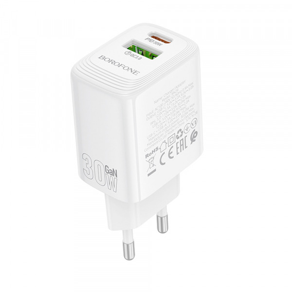 Incarcator Retea Borofone BN29 Fuente, 30W, 3A, 1 x USB-A - 1 x USB-C, Alb