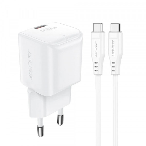 Incarcator Retea Cu Cablu USB-C Acefast A77, 30W, 3A, 1 x USB-C, Alb