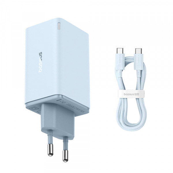 Incarcator Retea Cu Cablu USB-C Baseus GaN6 Pro, 65W, 3.25A, 2 x USB-A - 2 x USB-C, Albastru E0121D00