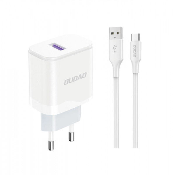 Incarcator Retea Cu Cablu USB-C Dudao A20EU, 18W, 3A, 1 x USB-A, Alb