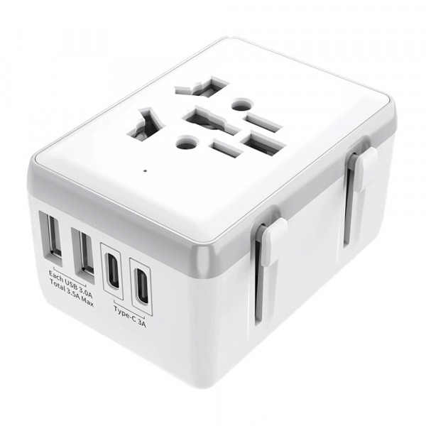 Incarcator Retea Techsuit HHt204A Travel, 15W, 3A, 2 x USB-A - 2 x USB-C, Alb