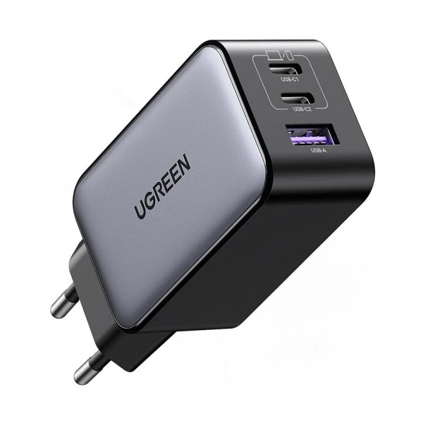 Incarcator Retea UGREEN CD244 (10335), 65W, 3A, 1 x USB-A - 2 x USB-C, Gri