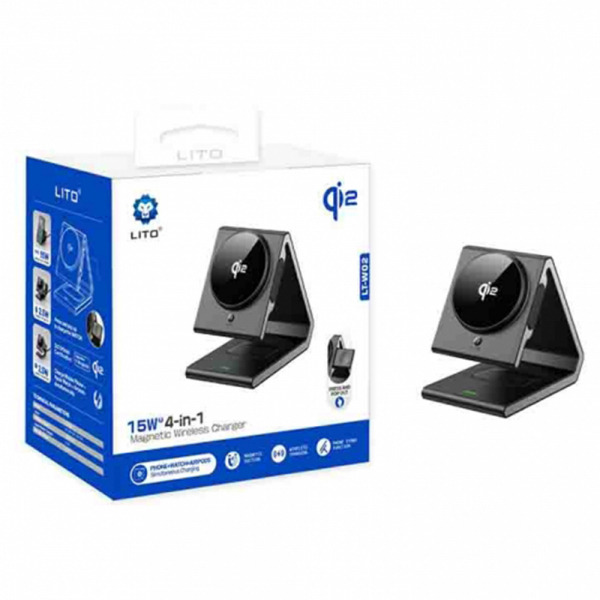 Incarcator Retea Wireless Lito LT-W02 4in1, 15W, 1.67A, Negru