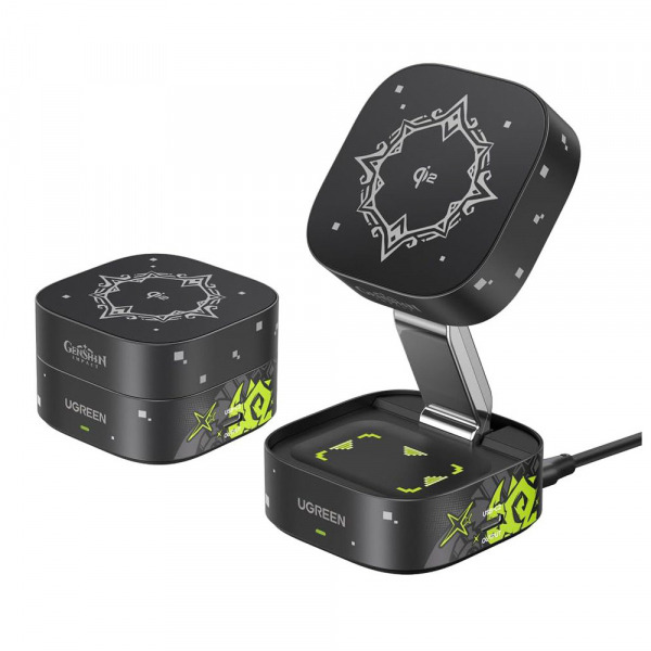 Incarcator Retea Wireless UGREEN Genshin Impact Ed.W702 2n1, 25W, 1.67A, 1 x USB-C, Negru