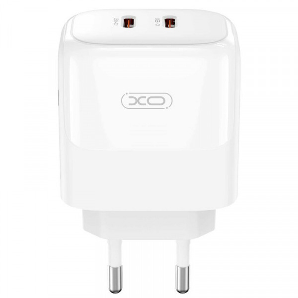 Incarcator Retea XO Design L140, 35W, 3A, 2 x USB-C, Alb