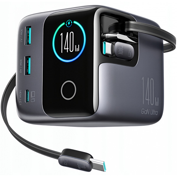 Incarcator Statie Cu Cablu USB-C Joyroom Podix JR-TRD01, 140W, 1 x USB-C - 2 x USB-A, Gri
