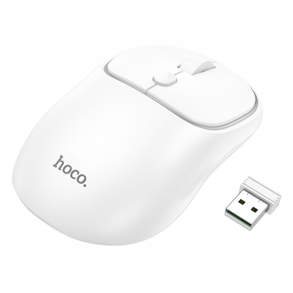 Mouse Wireless HOCO GM25, 1600DPI, BT / Wi-Fi, Alb