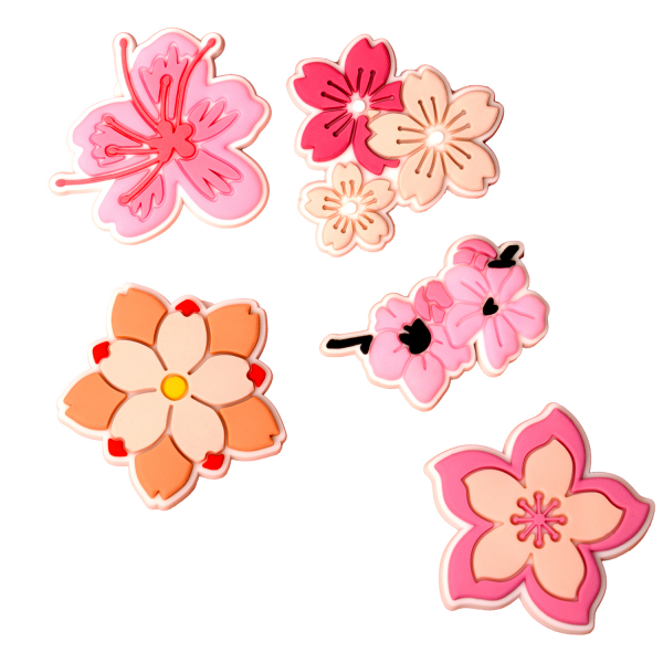 Sticker 3D OEM Pink Blossom pentru Husa Telefon / Tableta, Set 5 bucati, Multicolor